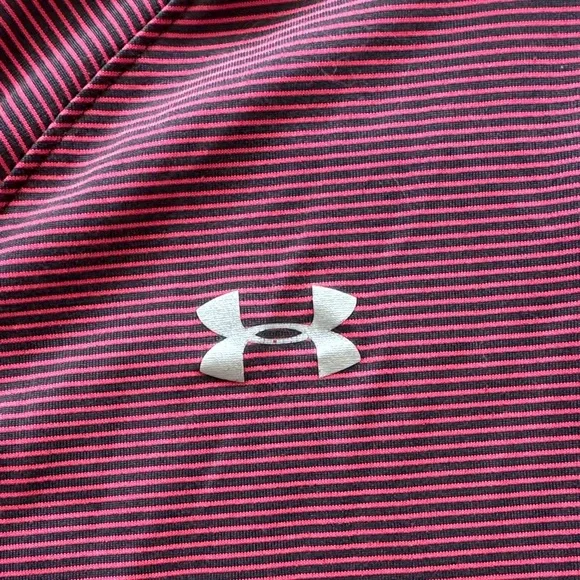 Under Armour Maroon/Pink/Gray Long Sleeve Pullover Quarter Zip Size Medium Loose - Picture 2 of 5